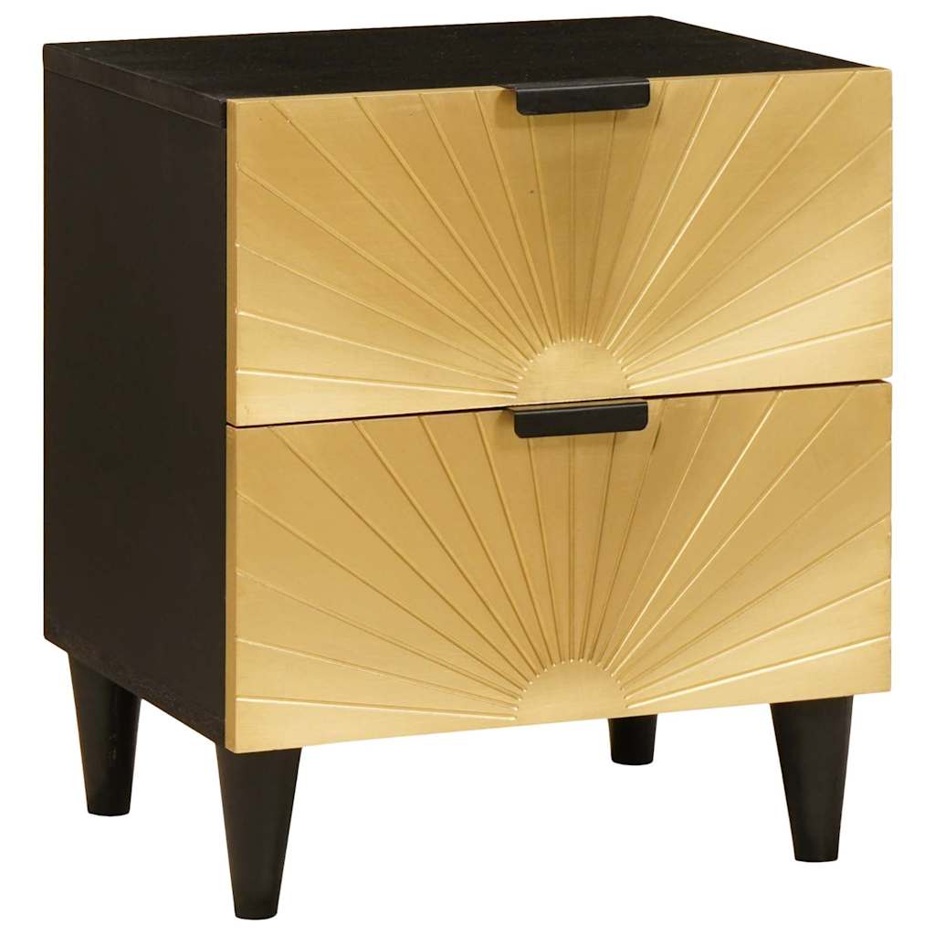 Éjjeli asztal fiókkal 2 pcs Fekete és Arany 40 x 33.5 x 46 cm