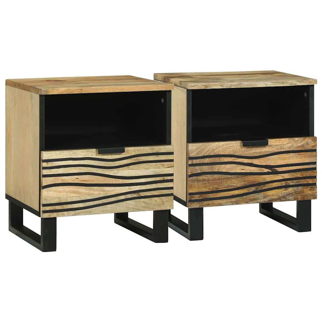 Éjjeliszekrény 2 pcs Barna 40 x 33 x 46 cm tömör mangófa