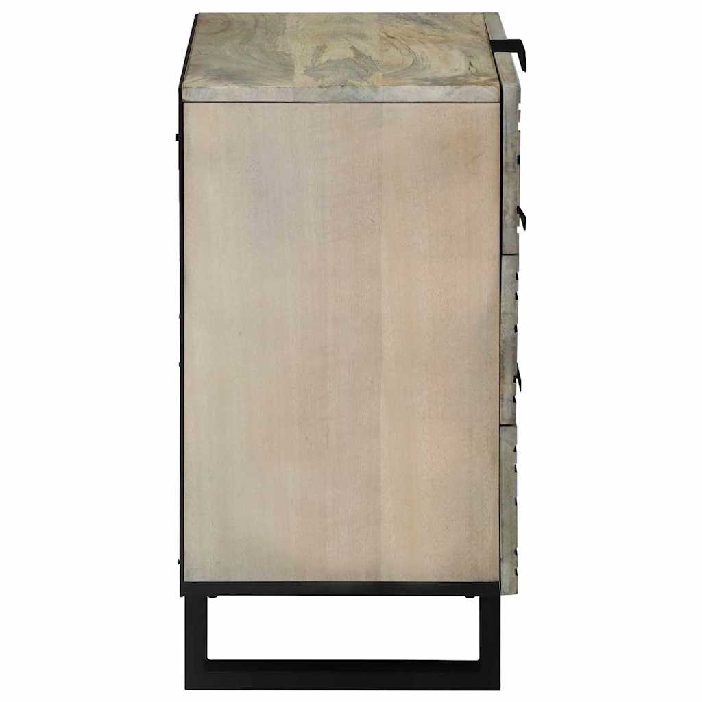 Éjjeliszekrény Fehér és fekete 50 x 33 x 60 cm tömör mangófa