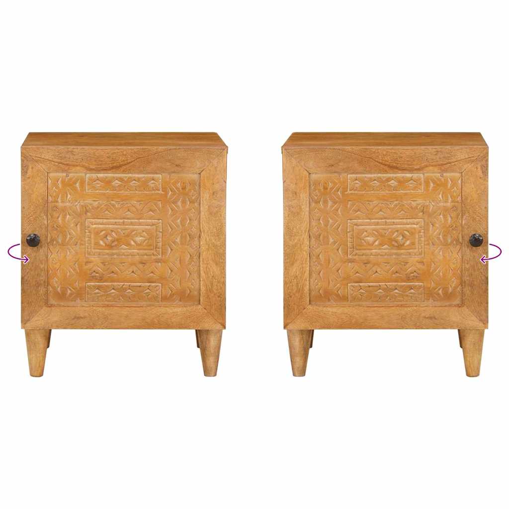 Éjjeli asztal 2 pcs Világosbarna 40 x 33 x 46 cm tömör mangófa
