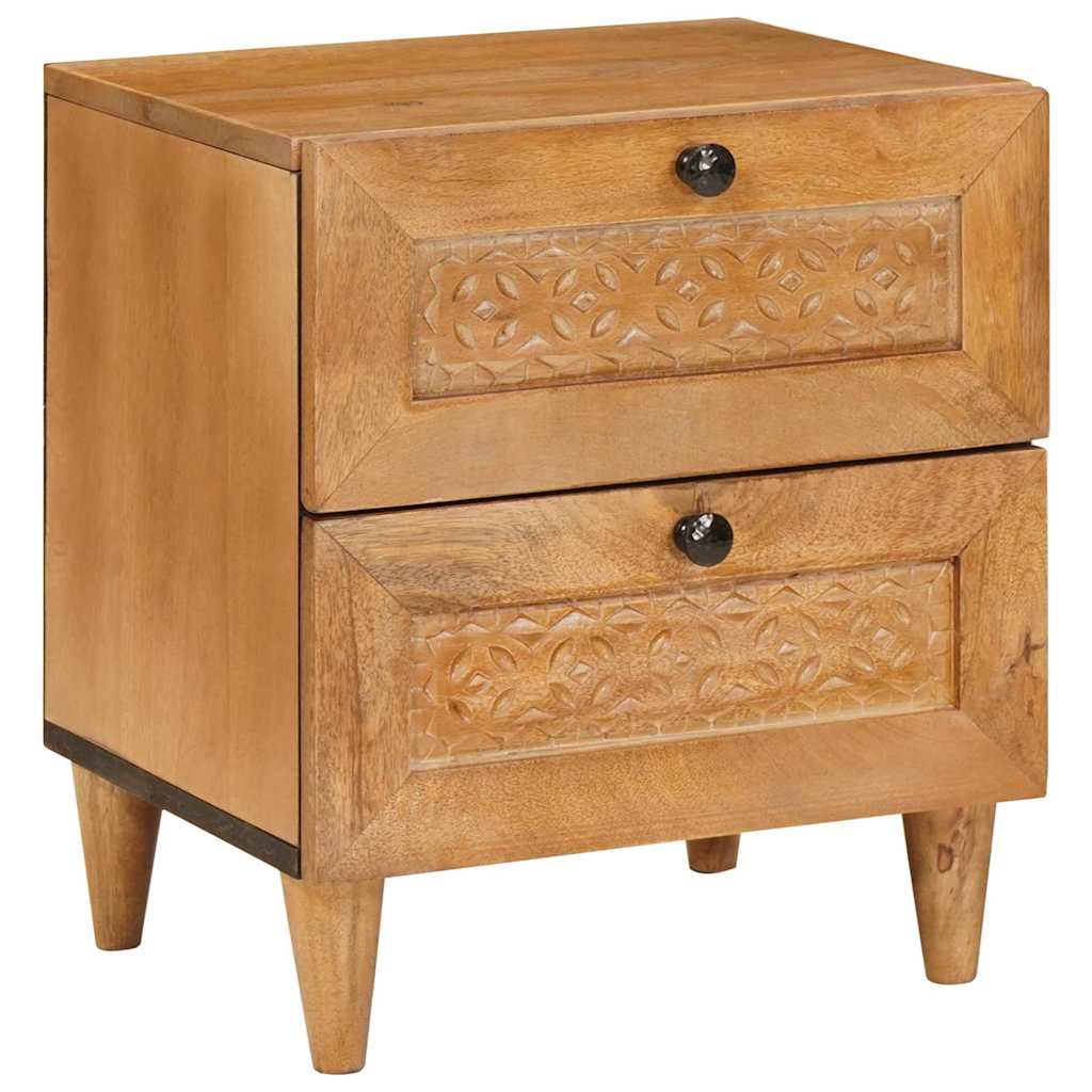 Éjjeli asztal 2 pcs Világosbarna 40 x 33 x 46 cm tömör mangófa