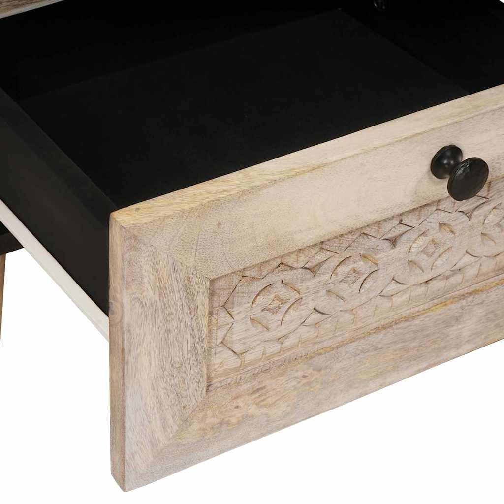 Éjjeli asztal fiókkal 2 pcs Bézs 40 x 33 x 46 cm tömör mangófa