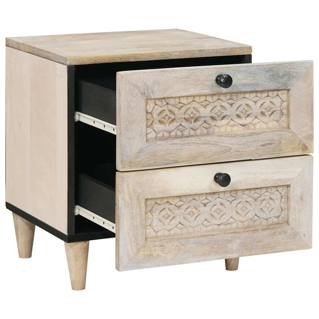 Éjjeli asztal fiókkal 2 pcs Bézs 40 x 33 x 46 cm tömör mangófa