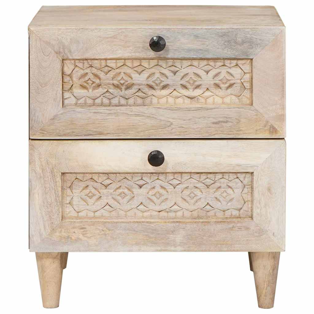 Éjjeli asztal fiókkal 2 pcs Bézs 40 x 33 x 46 cm tömör mangófa