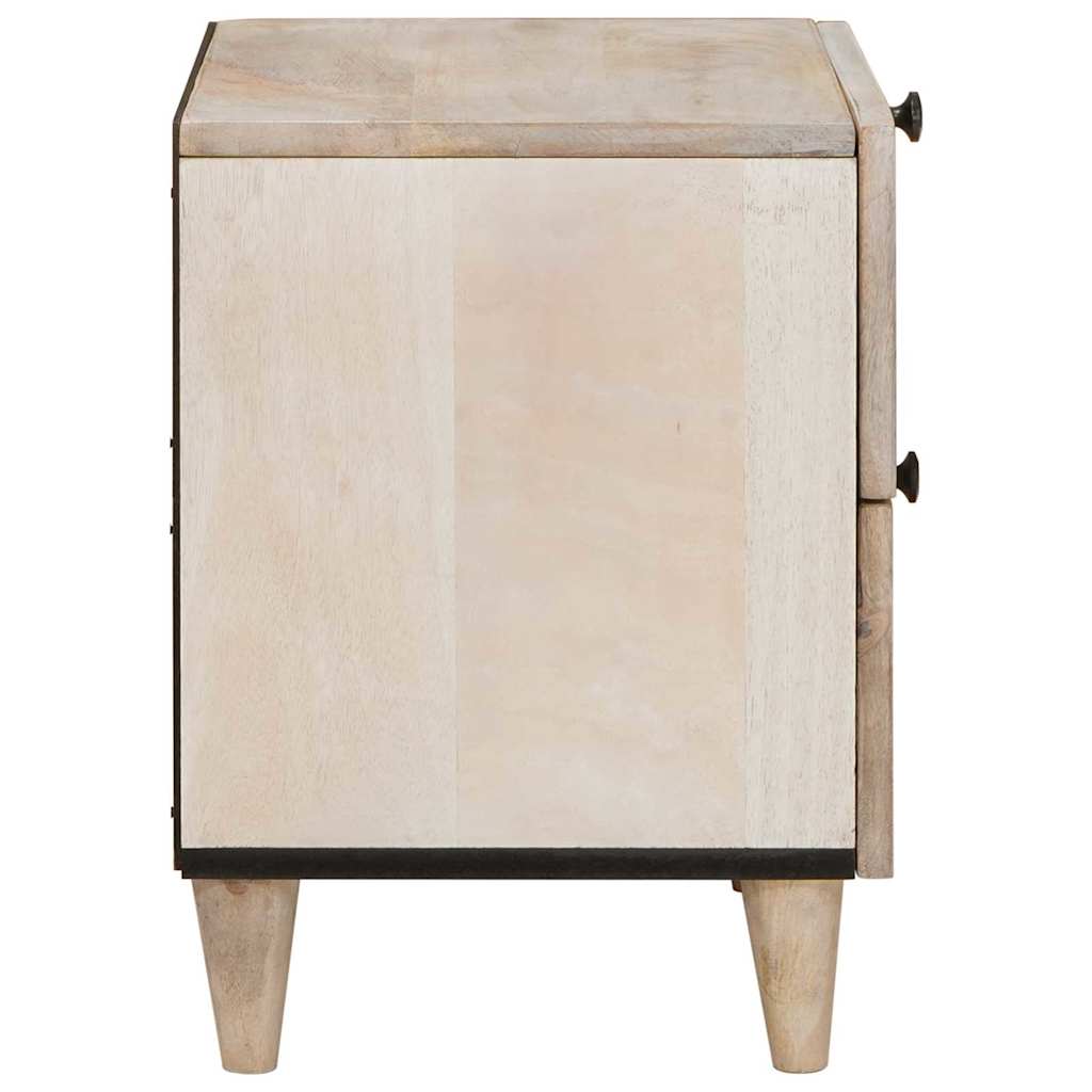 Éjjeli asztal fiókkal 2 pcs Bézs 40 x 33 x 46 cm tömör mangófa