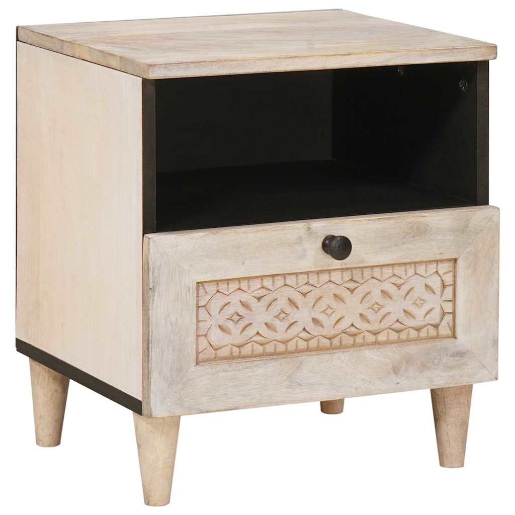 Éjjeli asztal fiókkal 2 pcs Bézs 40 x 33 x 46 cm tömör mangófa