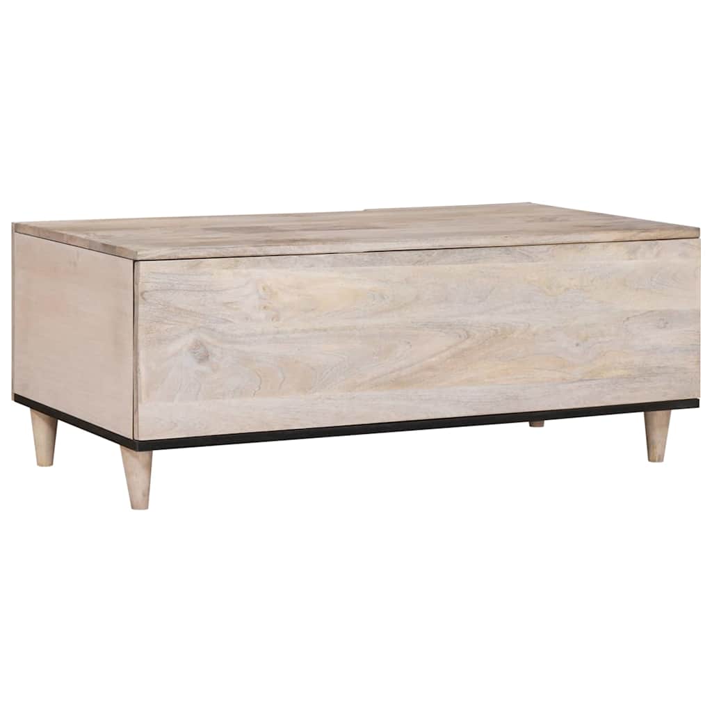 Dohányzóasztal polcokkal Bézs 100 x 54 x 40 cm tömör mangófa