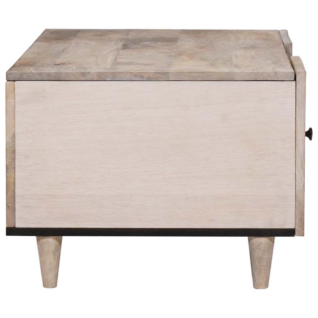 Dohányzóasztal polcokkal Bézs 100 x 54 x 40 cm tömör mangófa