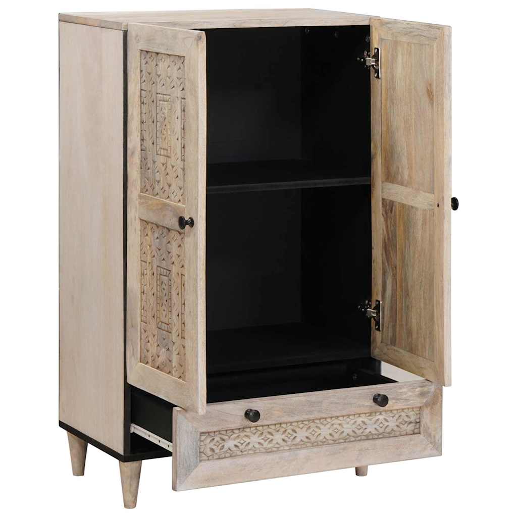 Magasfiú fiókkal polcokkal Fehér 60 x 33 x 100 cm tömör mangófa