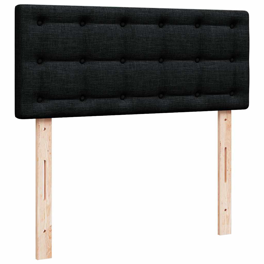 fekete szövet ottomán ágy matraccal & LED-ek 120x190 cm