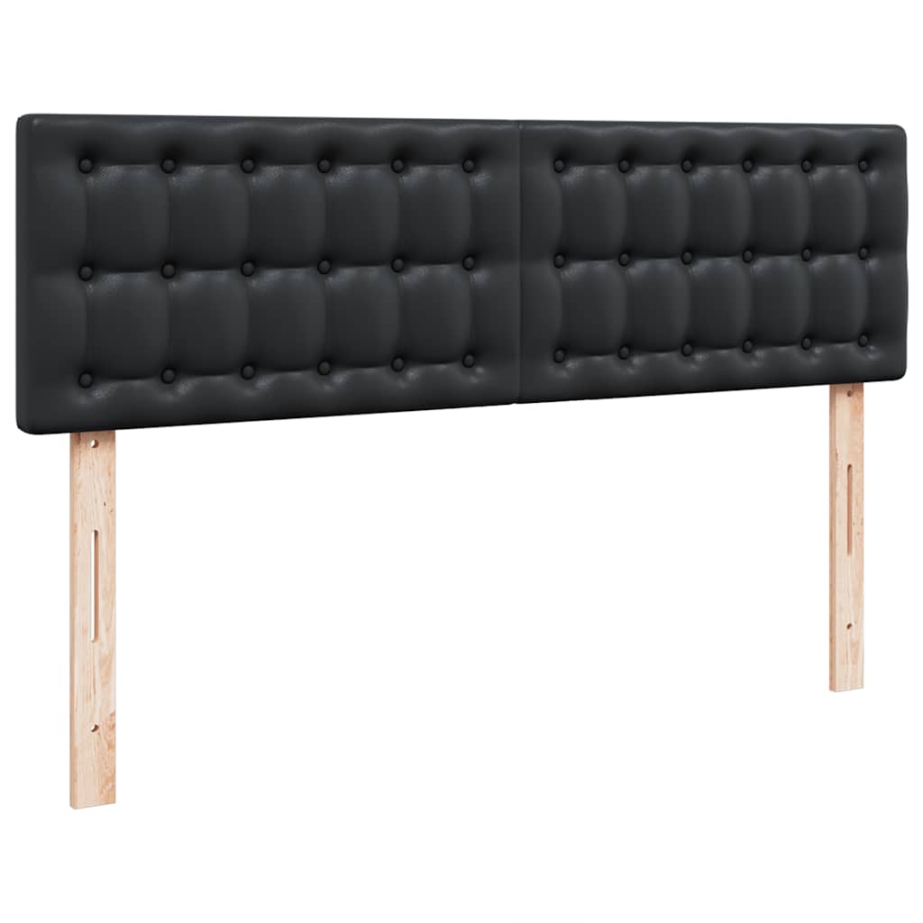 fekete műbőr ottomán ágy matracokkal & LED-ek 160x200cm