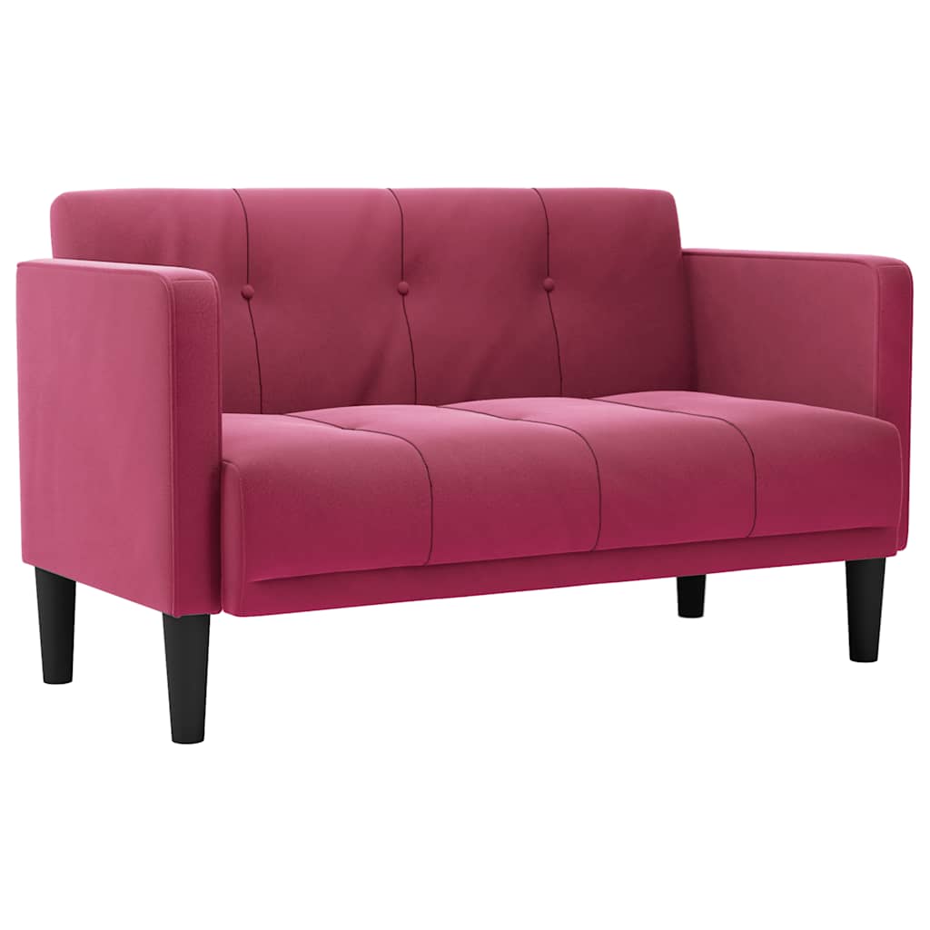 bordó bársony loveseat kanapé 111 cm