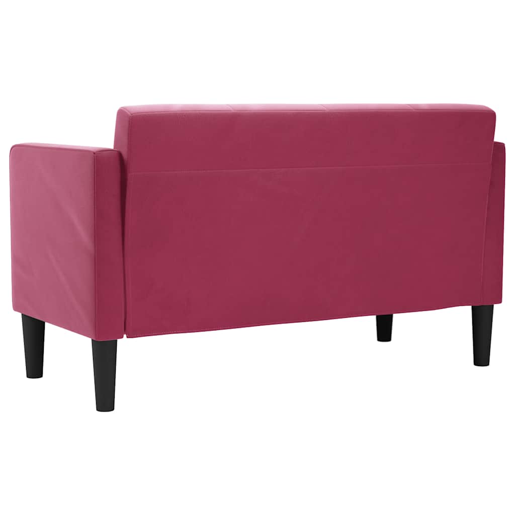 bordó bársony loveseat kanapé 111 cm