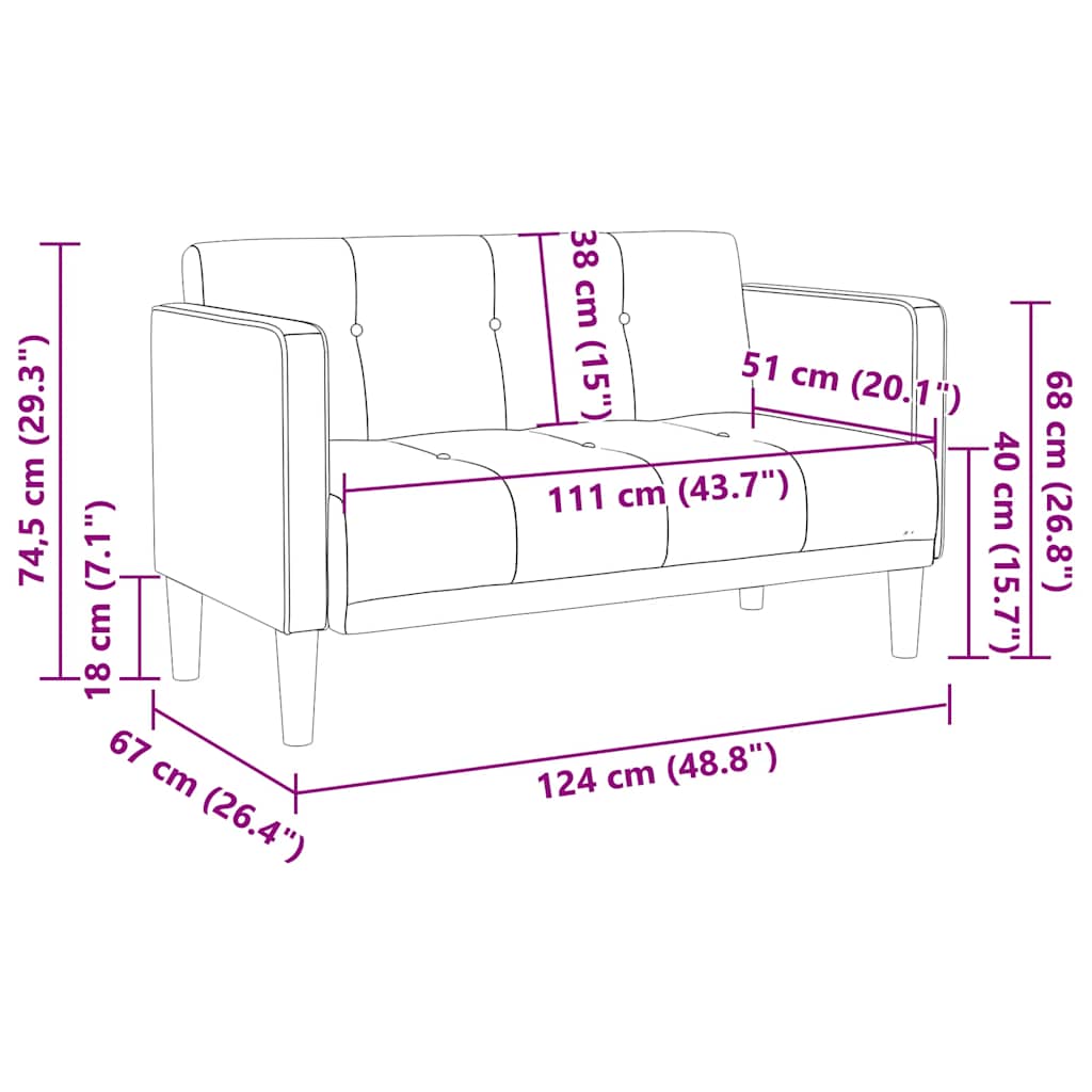 sárga bársony loveseat kanapé 111 cm