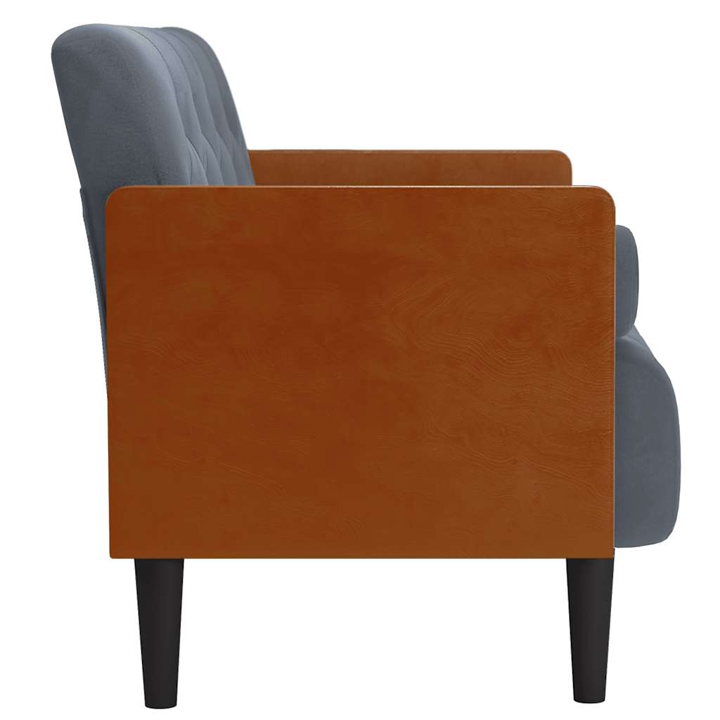 sötétszürke bársony loveseat kanapé párnákkal 110 cm