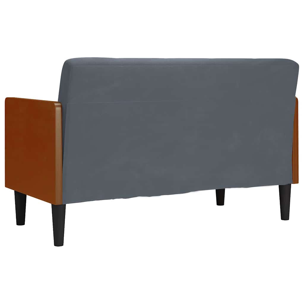 sötétszürke bársony loveseat kanapé párnákkal 110 cm