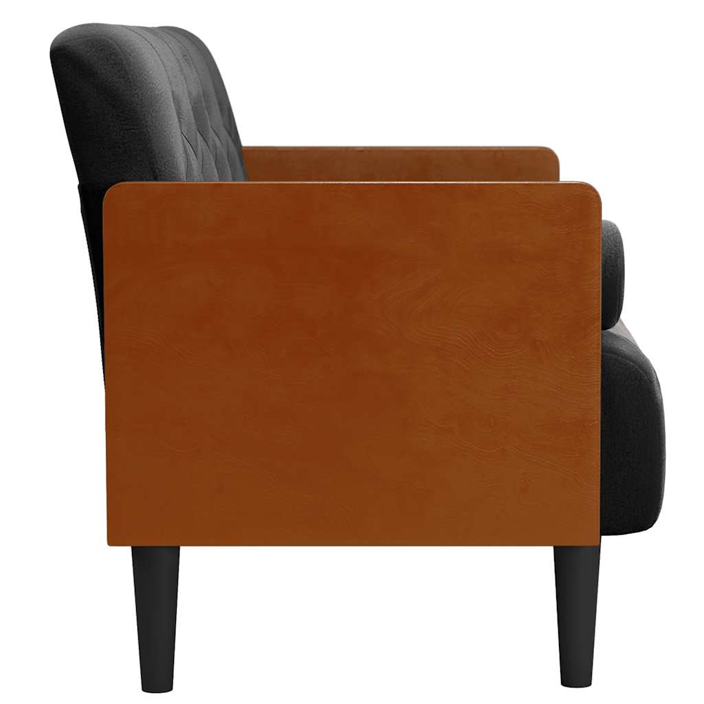 fekete bársony loveseat kanapé párnákkal 110 cm