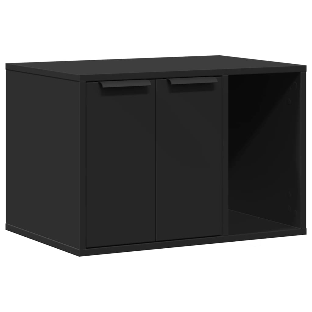 fekete szerelt fa macskaalomdoboz 60 x 40 x 40 cm
