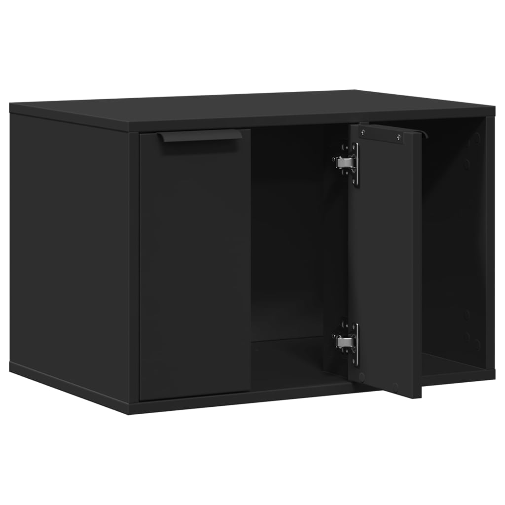 fekete szerelt fa macskaalomdoboz 60 x 40 x 40 cm
