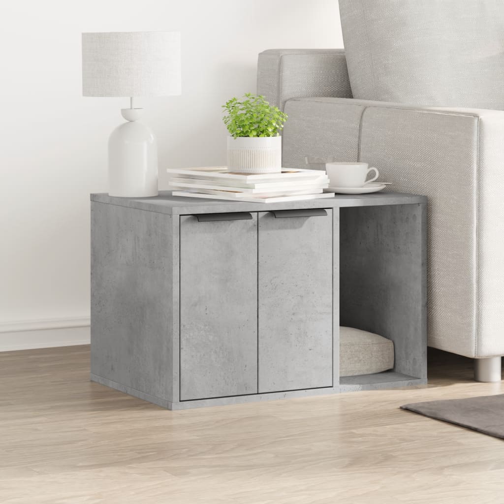 betonszürke szerelt fa macskaalomdoboz 60 x 40 x 40 cm