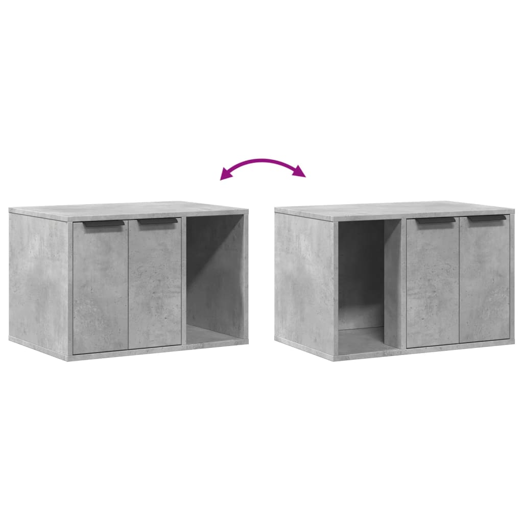 betonszürke szerelt fa macskaalomdoboz 60 x 40 x 40 cm