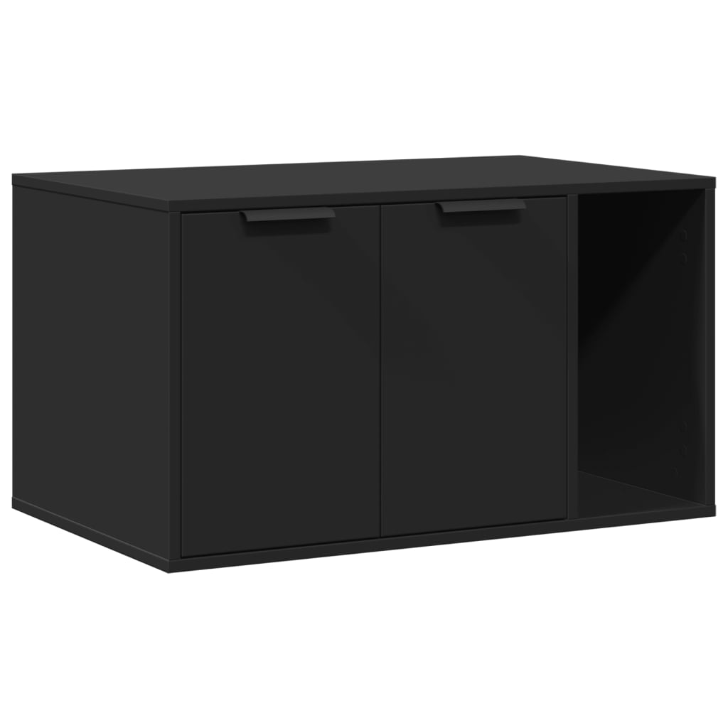 fekete szerelt fa macskaalomdoboz 80 x 50 x 45 cm