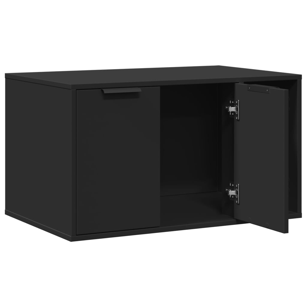 fekete szerelt fa macskaalomdoboz 80 x 50 x 45 cm