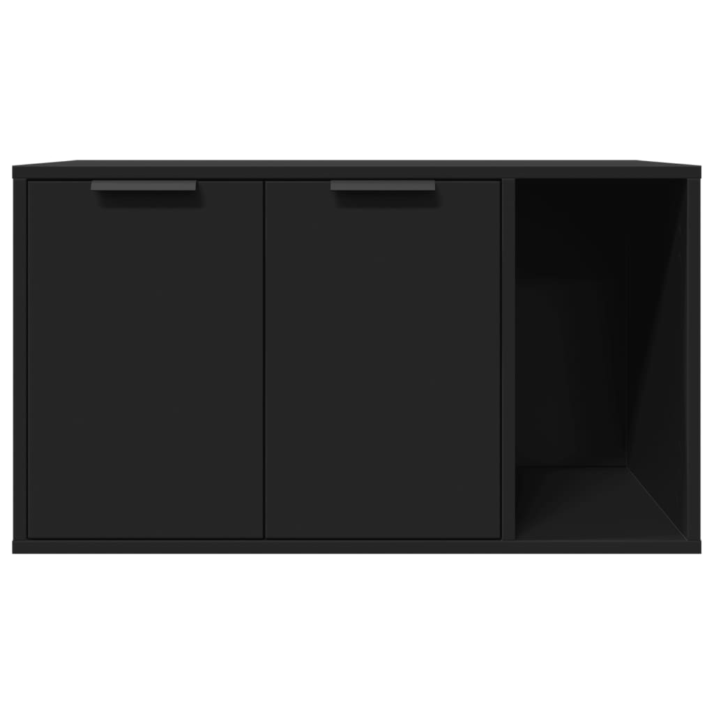 fekete szerelt fa macskaalomdoboz 80 x 50 x 45 cm