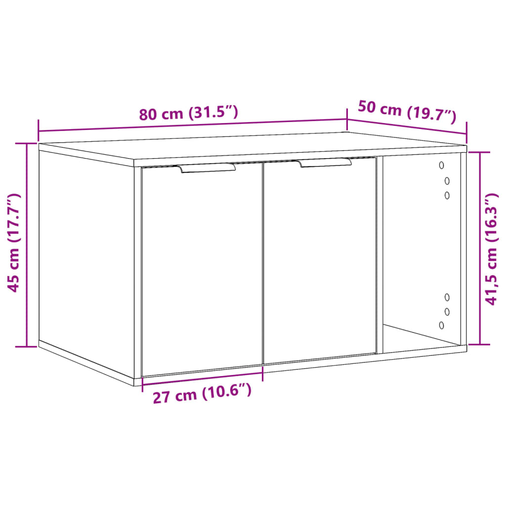 fekete szerelt fa macskaalomdoboz 80 x 50 x 45 cm