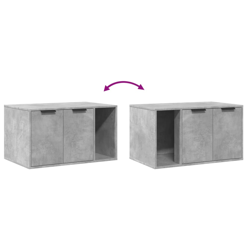 betonszürke szerelt fa macskaalomdoboz 80 x 50 x 45 cm