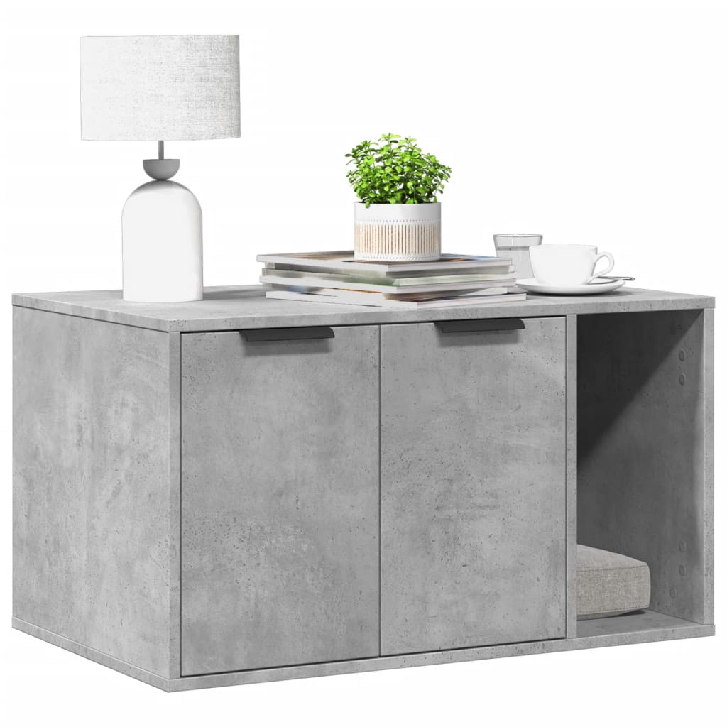 betonszürke szerelt fa macskaalomdoboz 80 x 50 x 45 cm