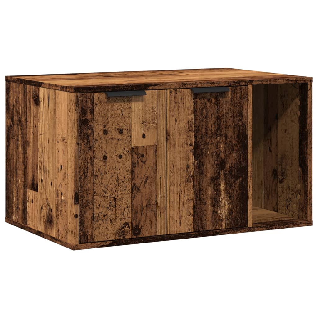 antik fa színű szerelt fa macskaalomdoboz 80 x 50 x 45 cm