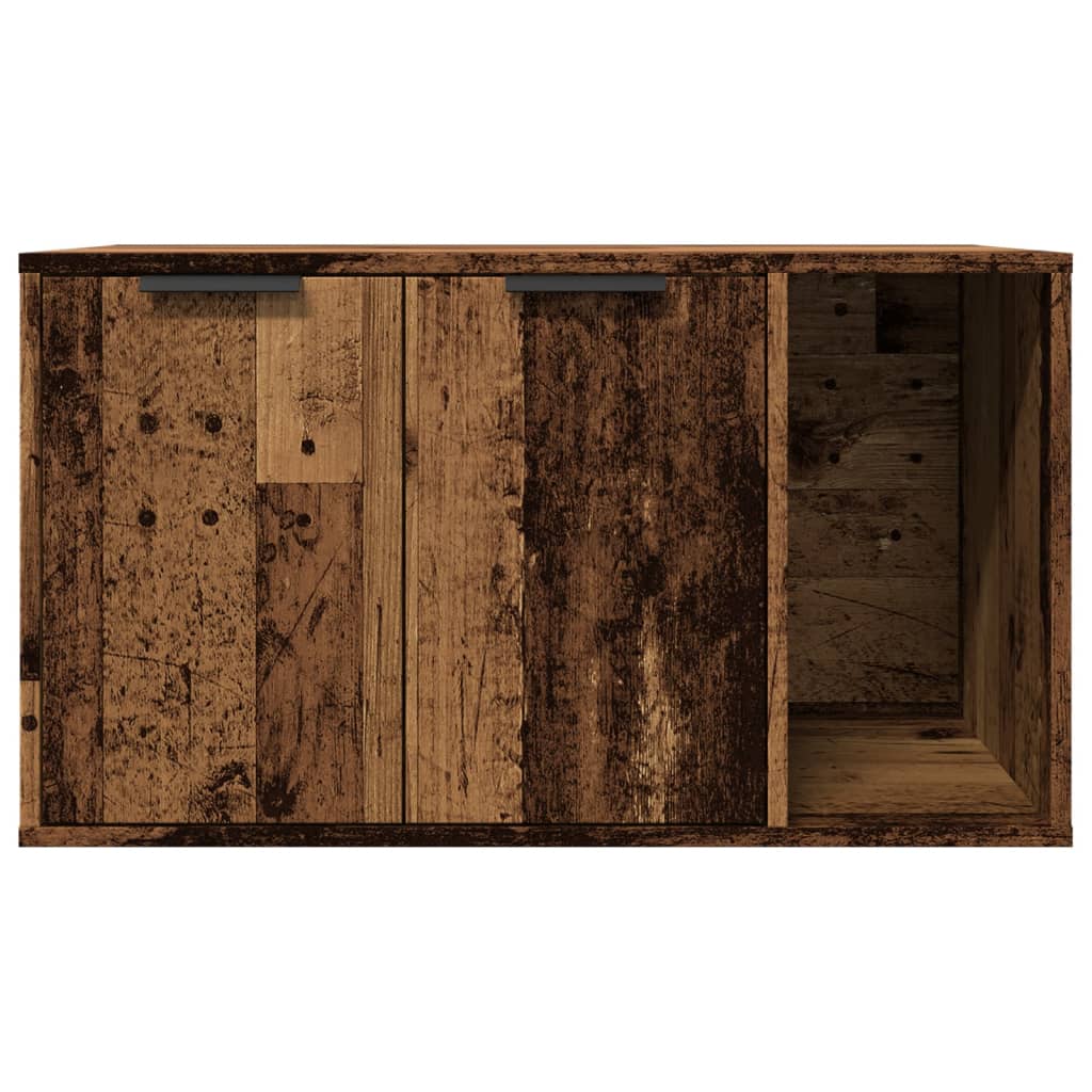 antik fa színű szerelt fa macskaalomdoboz 80 x 50 x 45 cm