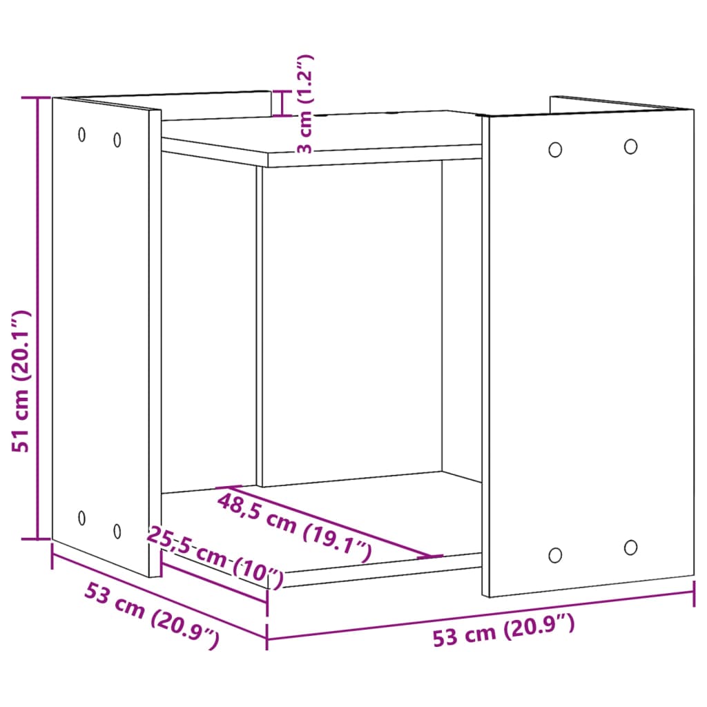 betonszürke szerelt fa macskaalomdoboz 53 x 53 x 51 cm
