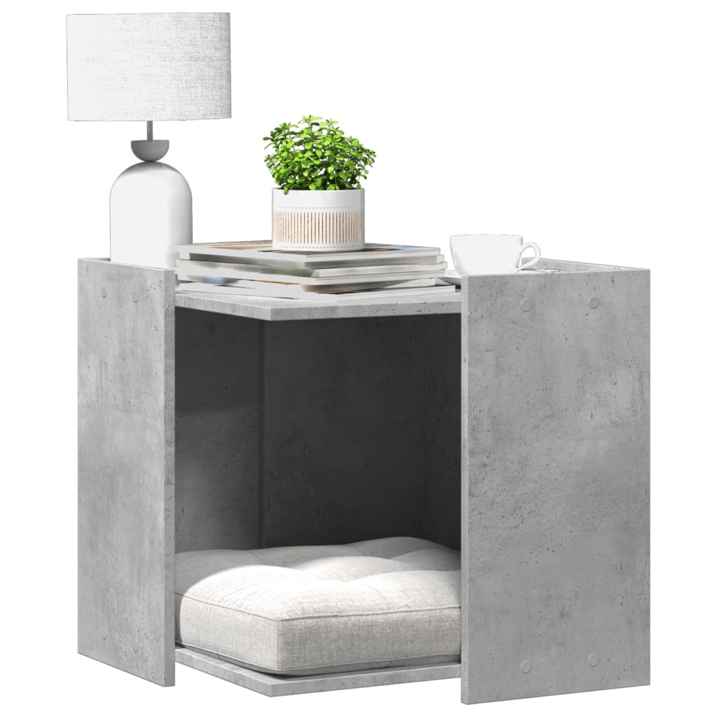 betonszürke szerelt fa macskaalomdoboz 53 x 53 x 51 cm