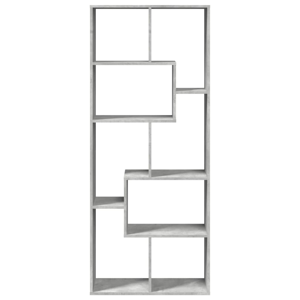 betonszürke szerelt fa elválasztó könyvespolc 67x25x161,5 cm