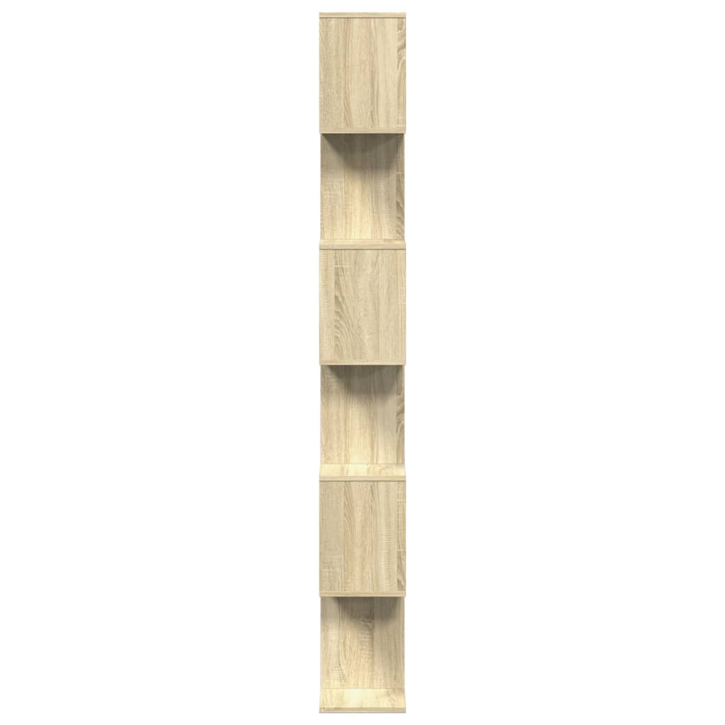 6 szintes sonoma tölgy fa elválasztó könyvespolc 70x24x193 cm