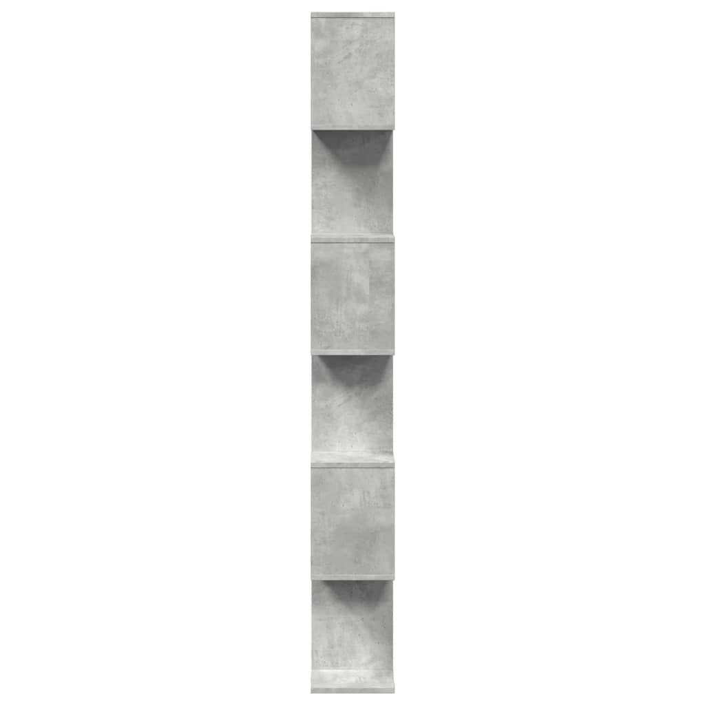 6 szintes betonszürke fa térelválasztó könyvespolc 70x24x193 cm