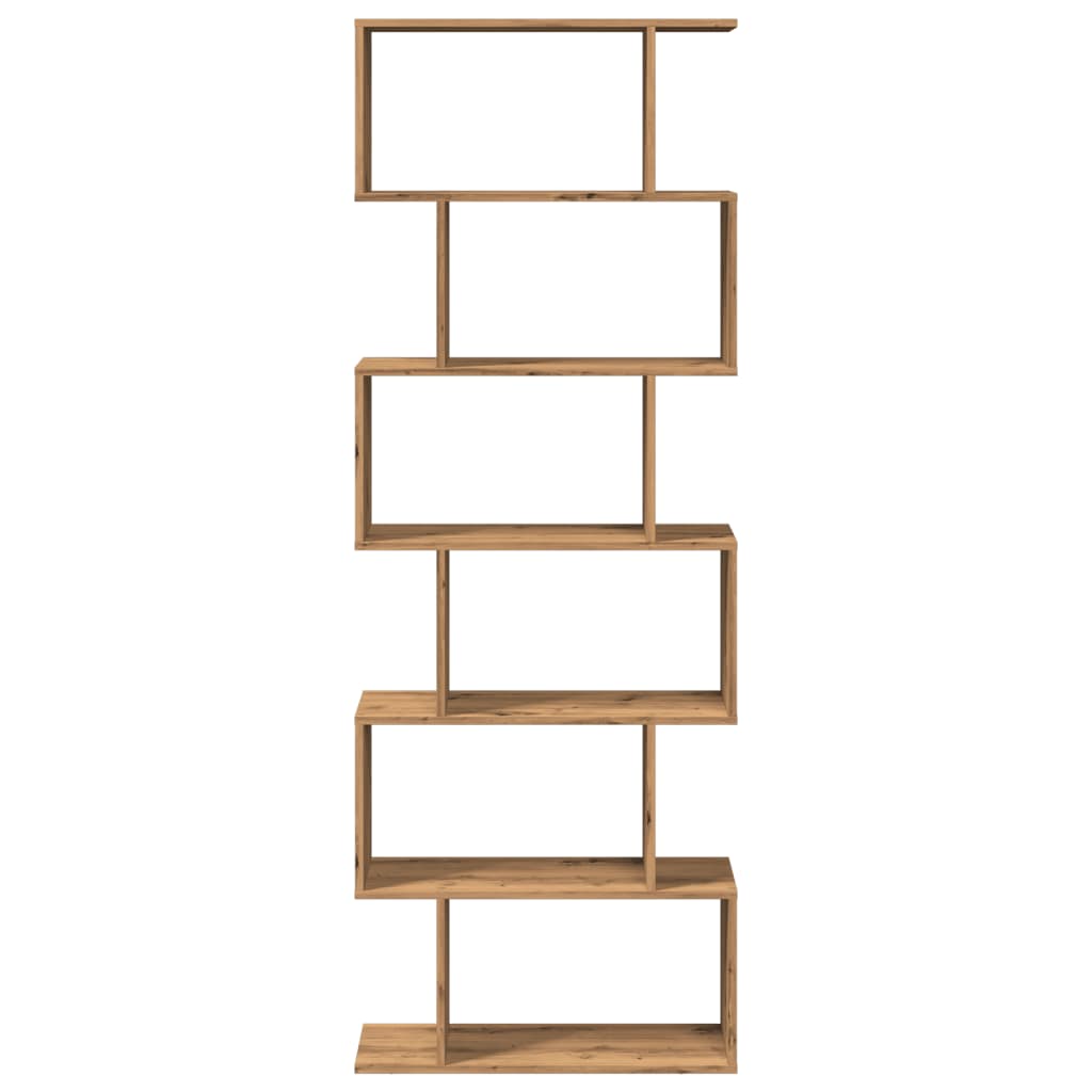 6 szintes kézműves tölgy fa elválasztó könyvespolc 70x24x193 cm
