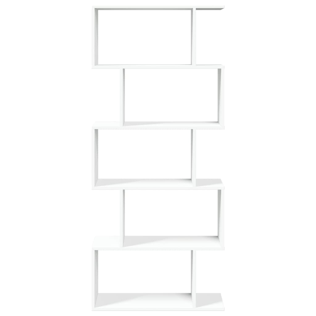 5-szintes szobaelválasztó könyvespolc fehér 70 x 24 x 161 cm rétegelt fa