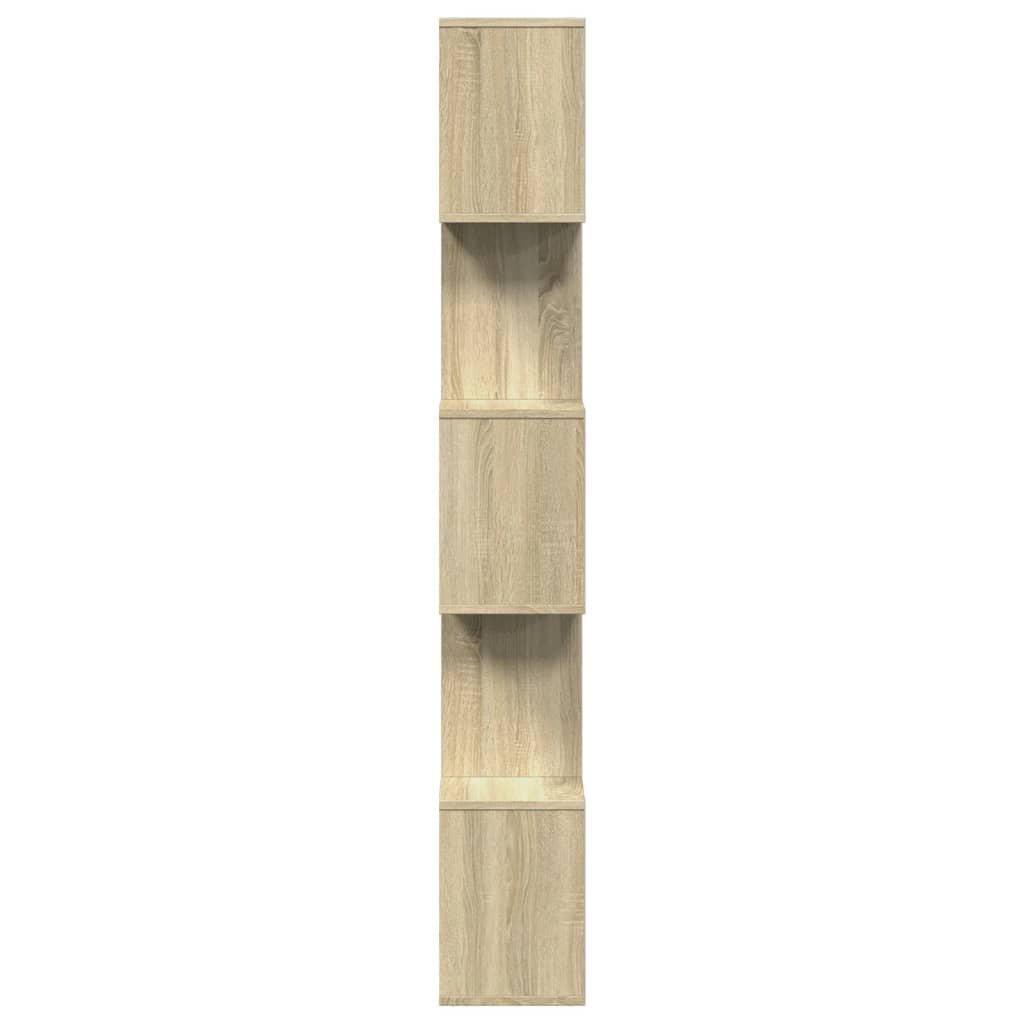 5 szintes sonoma tölgy fa elválasztó könyvespolc 70x24x161 cm