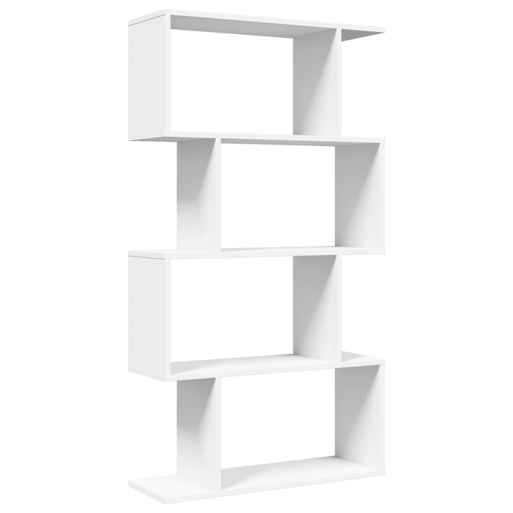 4-szintes fehér szobaelválasztó könyvespolc 70 x 24 x 129 cm rétegelt fa