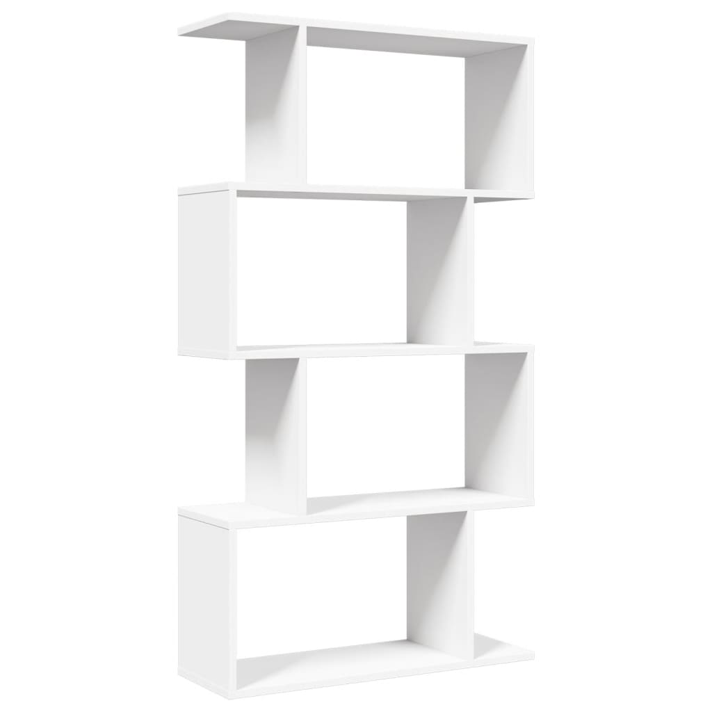 4-szintes fehér szobaelválasztó könyvespolc 70 x 24 x 129 cm rétegelt fa