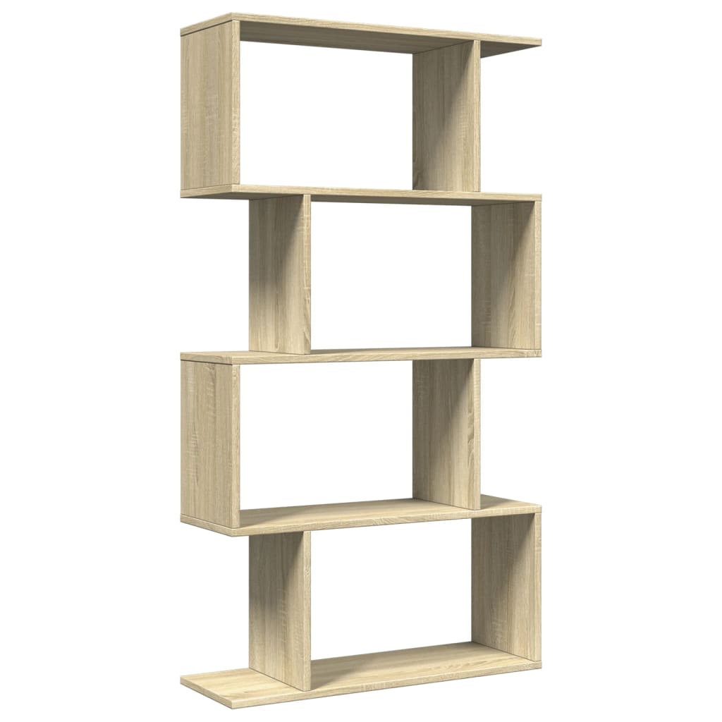 4 szintes sonoma tölgy fa elválasztó könyvespolc 70x24x129 cm