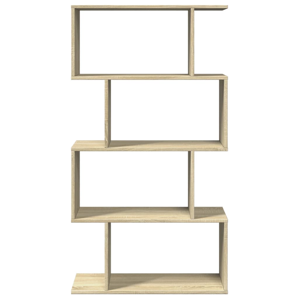 4 szintes sonoma tölgy fa elválasztó könyvespolc 70x24x129 cm