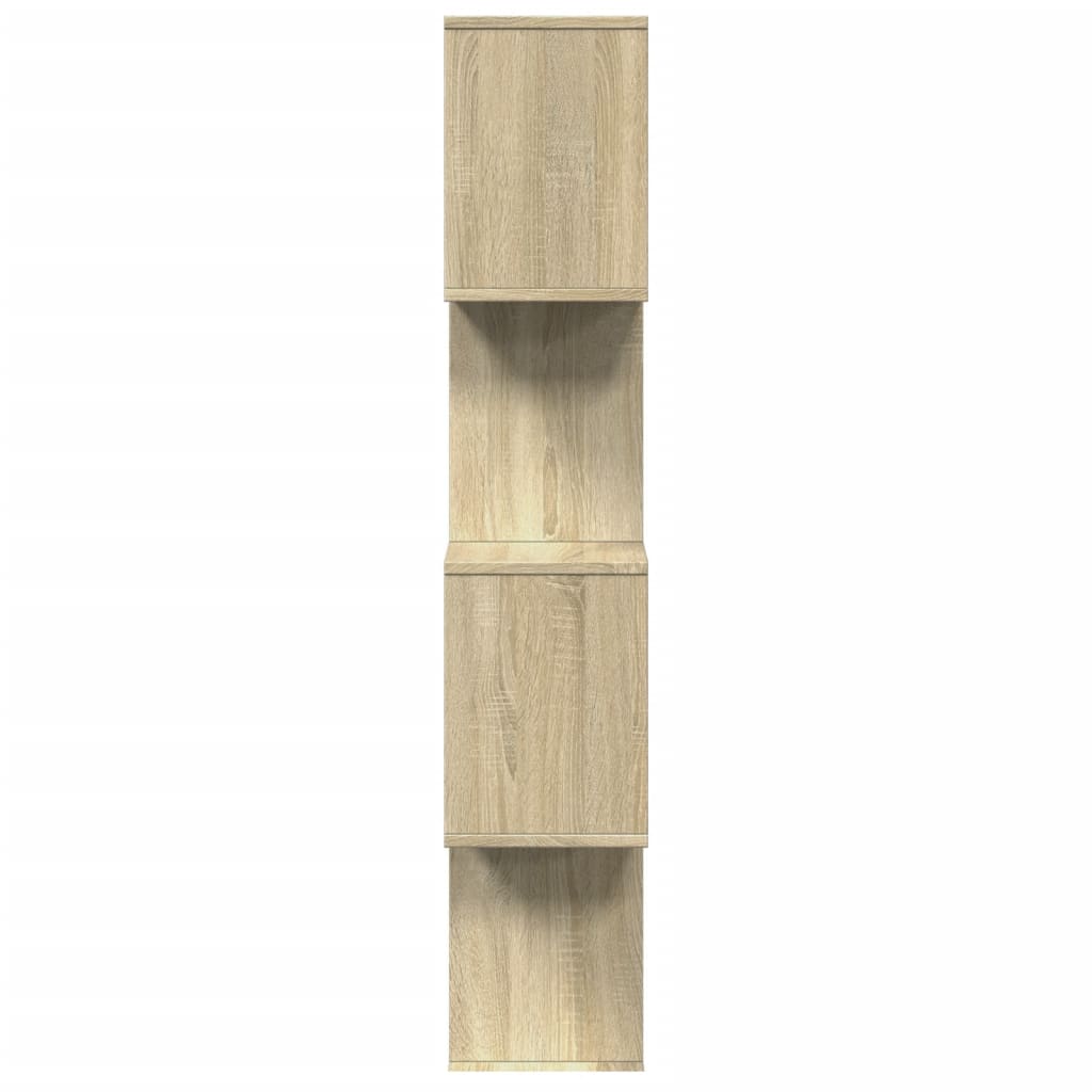 4 szintes sonoma tölgy fa elválasztó könyvespolc 70x24x129 cm