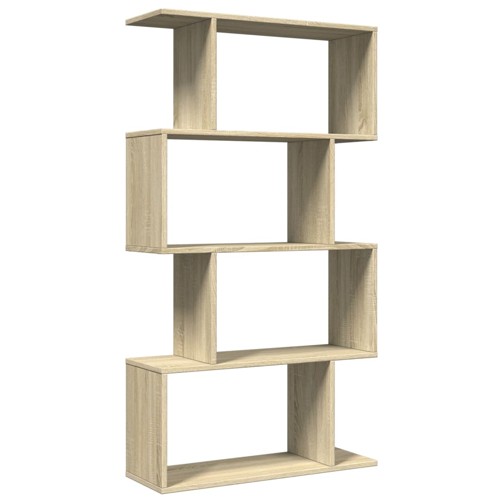 4 szintes sonoma tölgy fa elválasztó könyvespolc 70x24x129 cm