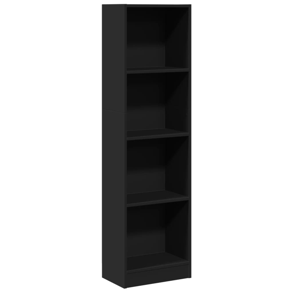 fekete szerelt fa könyvszekrény 40 x 24 x 143 cm