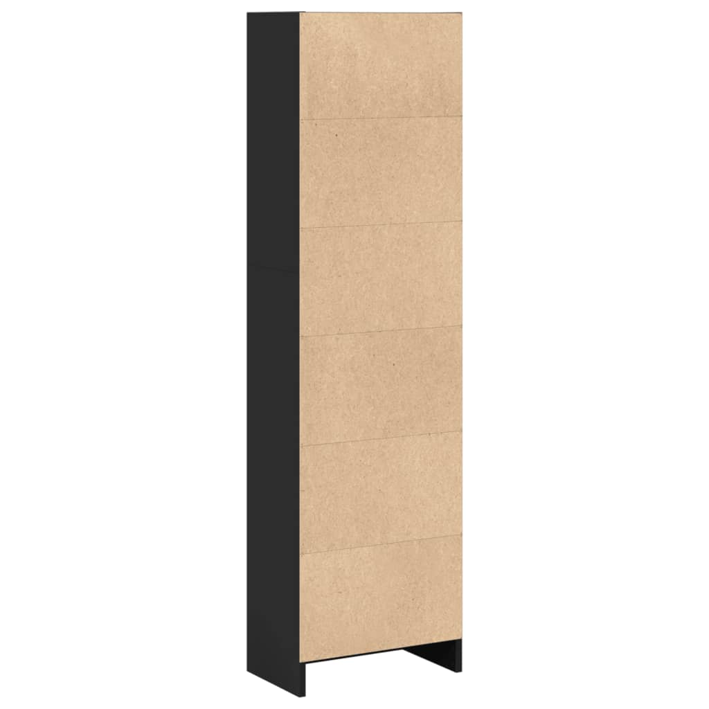 fekete szerelt fa könyvszekrény 40 x 24 x 143 cm