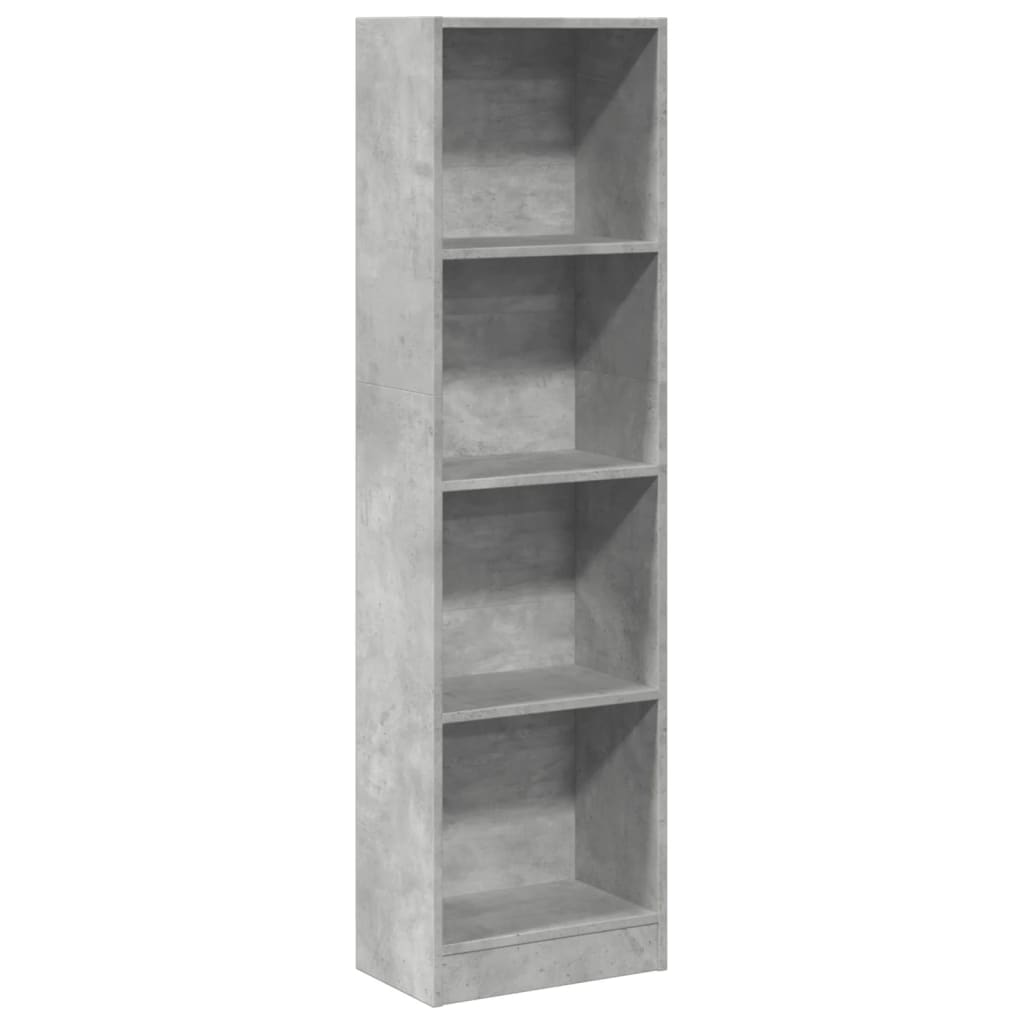 betonszürke szerelt fa könyvespolc 40 x 24 x 143 cm
